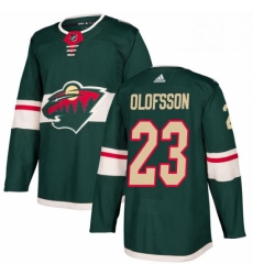 Mens Adidas Minnesota Wild 23 Gustav Olofsson Premier Green Home NHL Jersey 
