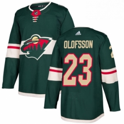Mens Adidas Minnesota Wild 23 Gustav Olofsson Premier Green Home NHL Jersey 