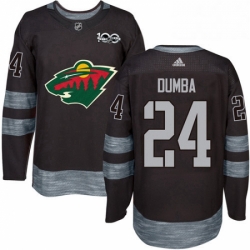 Mens Adidas Minnesota Wild 24 Matt Dumba Authentic Black 1917 2017 100th Anniversary NHL Jersey 