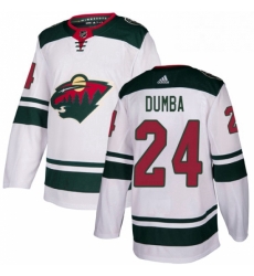 Mens Adidas Minnesota Wild 24 Matt Dumba White Road Authentic Stitched NHL Jersey 