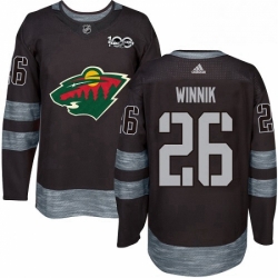 Mens Adidas Minnesota Wild 26 Daniel Winnik Authentic Black 1917 2017 100th Anniversary NHL Jersey 