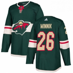 Mens Adidas Minnesota Wild 26 Daniel Winnik Authentic Green Home NHL Jersey 