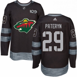 Mens Adidas Minnesota Wild 29 Greg Pateryn Authentic Black 1917 2017 100th Anniversary NHL Jersey 