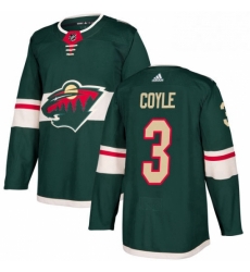 Mens Adidas Minnesota Wild 3 Charlie Coyle Authentic Green Home NHL Jersey 