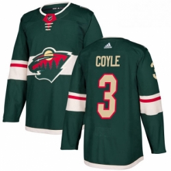 Mens Adidas Minnesota Wild 3 Charlie Coyle Authentic Green Home NHL Jersey 