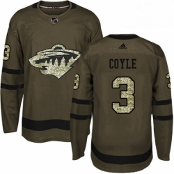 Mens Adidas Minnesota Wild 3 Charlie Coyle Authentic Green Salute to Service NHL Jersey 