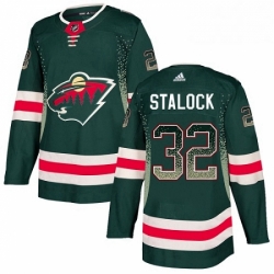 Mens Adidas Minnesota Wild 32 Alex Stalock Authentic Green Drift Fashion NHL Jersey 