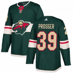 Mens Adidas Minnesota Wild 39 Nate Prosser Authentic Green Home NHL Jersey 