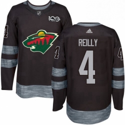 Mens Adidas Minnesota Wild 4 Mike Reilly Premier Black 1917 2017 100th Anniversary NHL Jersey 