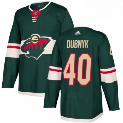 Mens Adidas Minnesota Wild 40 Devan Dubnyk Authentic Green Home NHL Jersey 