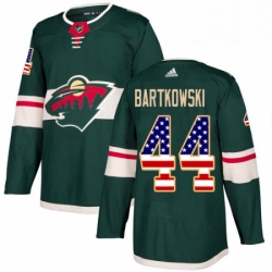 Mens Adidas Minnesota Wild 44 Matt Bartkowski Authentic Green USA Flag Fashion NHL Jersey 