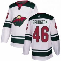 Mens Adidas Minnesota Wild 46 Jared Spurgeon White Road Authentic Stitched NHL Jersey 