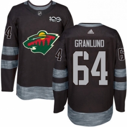 Mens Adidas Minnesota Wild 64 Mikael Granlund Authentic Black 1917 2017 100th Anniversary NHL Jersey 