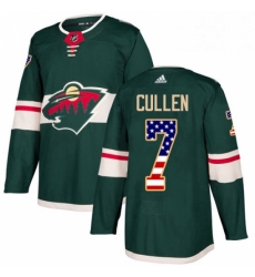 Mens Adidas Minnesota Wild 7 Matt Cullen Authentic Green USA Flag Fashion NHL Jersey 