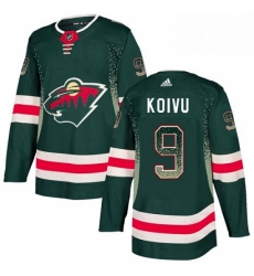 Mens Adidas Minnesota Wild 9 Mikko Koivu Authentic Green Drift Fashion NHL Jersey 