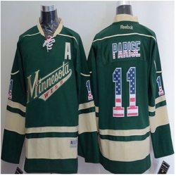Minnesota Wild #11 Zach Parise Green USA Flag Fashion Stitched NHL Jersey