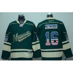 Minnesota Wild #16 Jason Zucker Green USA Flag Fashion Stitched NHL Jersey