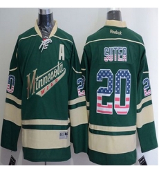 Minnesota Wild #20 Ryan Suter Green USA Flag Fashion Stitched NHL Jersey