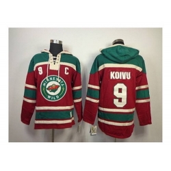 NHL Jerseys Minnesota Wild #9 koivu red-green[pullover hooded sweatshirt][patch C]