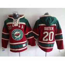 nhl jerseys minnesota wilds #20 suter red-green[pullover hooded sweatshirt][patch A][suter]