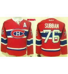 Women Montreal Canadiens #76 P K Subban Red Home Stitched NHL Jersey1