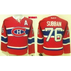 Women Montreal Canadiens #76 P K Subban Red Home Stitched NHL Jersey1