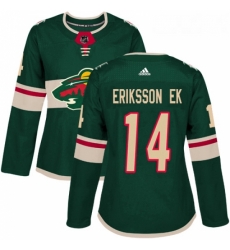 Womens Adidas Minnesota Wild 14 Joel Eriksson Ek Authentic Green Home NHL Jersey 