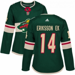 Womens Adidas Minnesota Wild 14 Joel Eriksson Ek Authentic Green Home NHL Jersey 