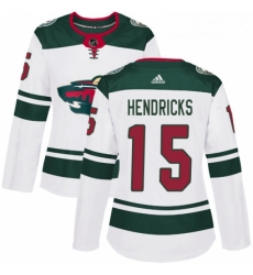 Womens Adidas Minnesota Wild 15 Matt Hendricks Authentic White Away NHL Jersey 
