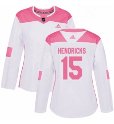 Womens Adidas Minnesota Wild 15 Matt Hendricks Authentic White Pink Fashion NHL Jersey 