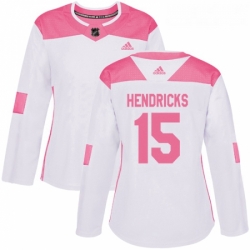 Womens Adidas Minnesota Wild 15 Matt Hendricks Authentic White Pink Fashion NHL Jersey 