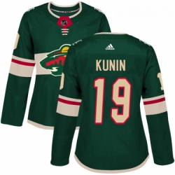 Womens Adidas Minnesota Wild 19 Luke Kunin Authentic Green Home NHL Jersey 
