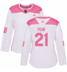 Womens Adidas Minnesota Wild 21 Eric Fehr Authentic White Pink Fashion NHL Jersey 