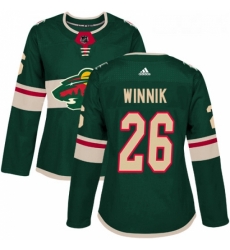 Womens Adidas Minnesota Wild 26 Daniel Winnik Premier Green Home NHL Jersey 
