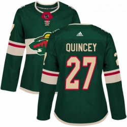 Womens Adidas Minnesota Wild 27 Kyle Quincey Authentic Green Home NHL Jersey 