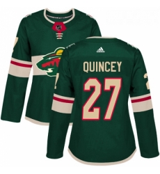 Womens Adidas Minnesota Wild 27 Kyle Quincey Premier Green Home NHL Jersey 
