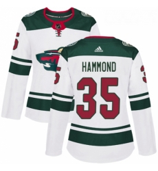Womens Adidas Minnesota Wild 35 Andrew Hammond Authentic White Away NHL Jersey 
