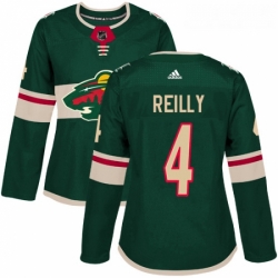 Womens Adidas Minnesota Wild 4 Mike Reilly Premier Green Home NHL Jersey 