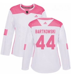 Womens Adidas Minnesota Wild 44 Matt Bartkowski Authentic White Pink Fashion NHL Jersey 