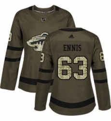 Womens Adidas Minnesota Wild 63 Tyler Ennis Authentic Green Salute to Service NHL Jersey 