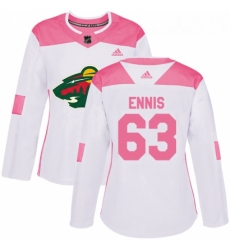 Womens Adidas Minnesota Wild 63 Tyler Ennis Authentic WhitePink Fashion NHL Jersey 