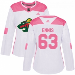 Womens Adidas Minnesota Wild 63 Tyler Ennis Authentic WhitePink Fashion NHL Jersey 