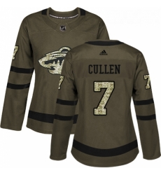 Womens Adidas Minnesota Wild 7 Matt Cullen Authentic Green Salute to Service NHL Jersey 