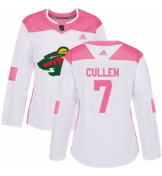 Womens Adidas Minnesota Wild 7 Matt Cullen Authentic WhitePink Fashion NHL Jersey 