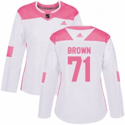 Womens Adidas Minnesota Wild 71 J T Brown Authentic White Pink Fashion NHL Jerse