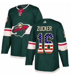 Youth Adidas Minnesota Wild 16 Jason Zucker Authentic Green USA Flag Fashion NHL Jersey 