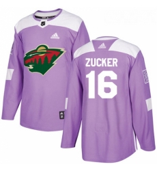 Youth Adidas Minnesota Wild 16 Jason Zucker Authentic Purple Fights Cancer Practice NHL Jersey 