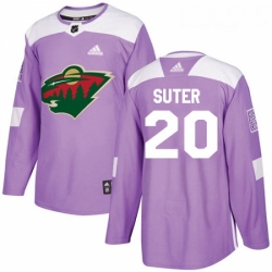 Youth Adidas Minnesota Wild 20 Ryan Suter Authentic Purple Fights Cancer Practice NHL Jersey 