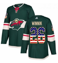 Youth Adidas Minnesota Wild 26 Daniel Winnik Authentic Green USA Flag Fashion NHL Jersey 