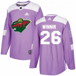 Youth Adidas Minnesota Wild 26 Daniel Winnik Authentic Purple Fights Cancer Practice NHL Jersey 